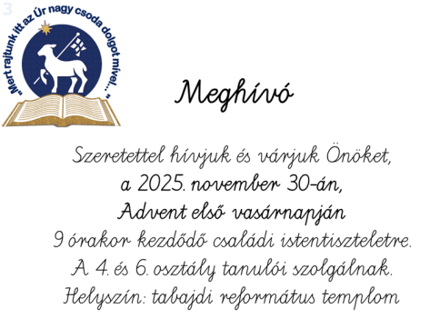 Családi istentisztelet meghívó